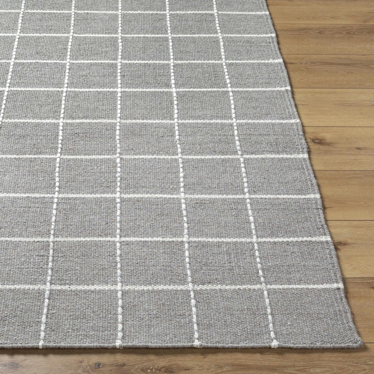 Gray Checkered Wool Area Rug - Cozy Stylish Home Decor