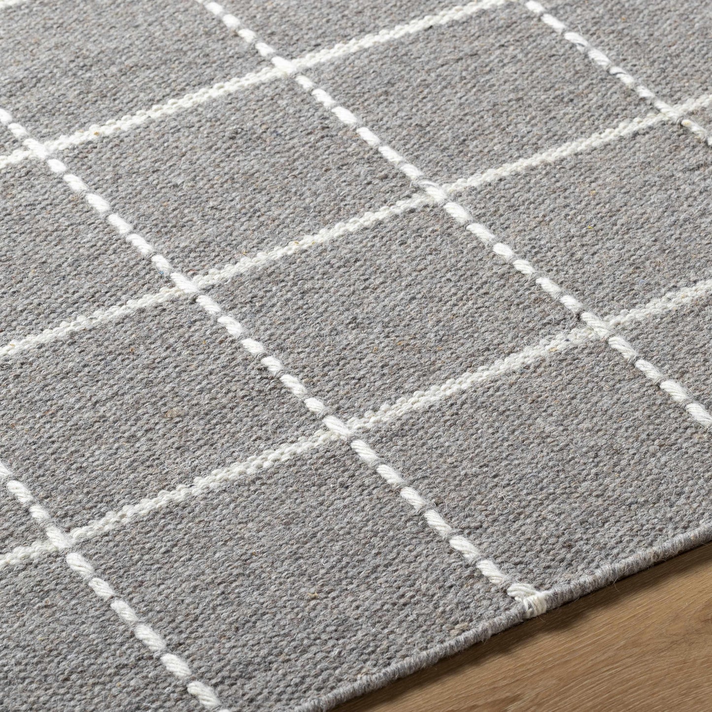 Gray Checkered Wool Area Rug - Cozy Stylish Home Decor