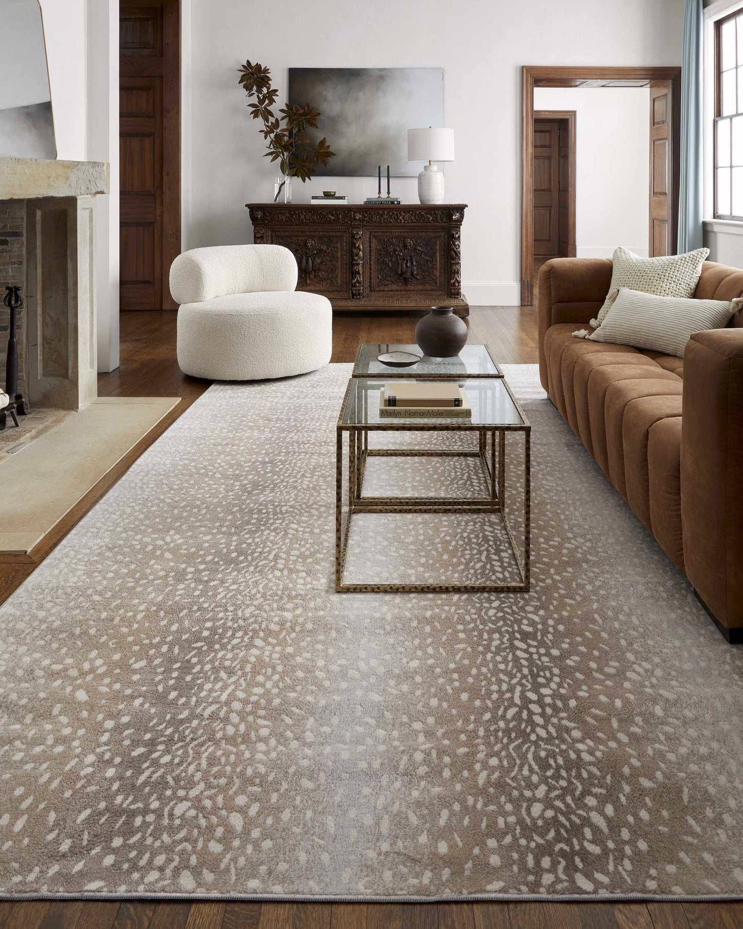 Tan Leopard Print Area Rug - Stylish Home Decor Accent