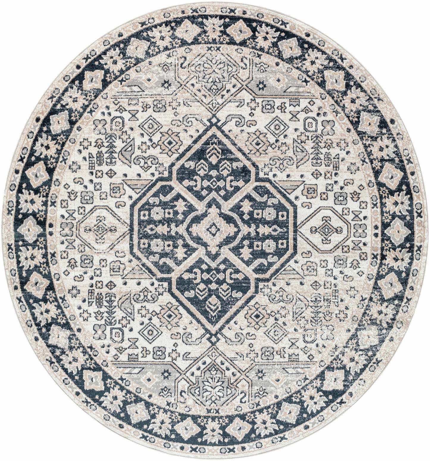 Washable Cream Gray Area Rug - Stylish Durable Home Decor