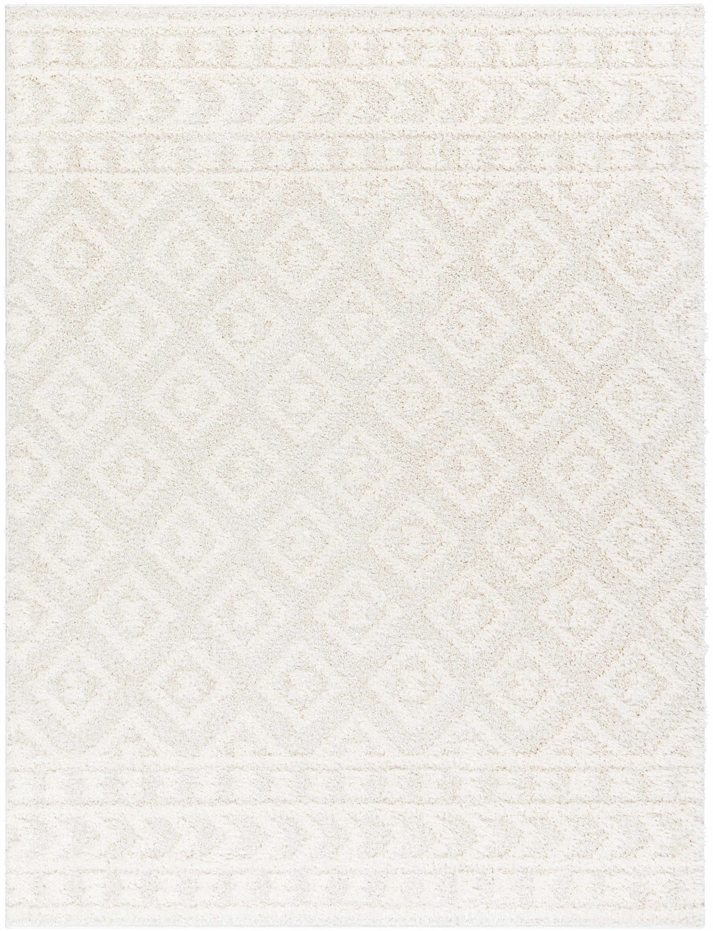 Plush Cream Diamond Area Rug - Cozy Home Decor Rug