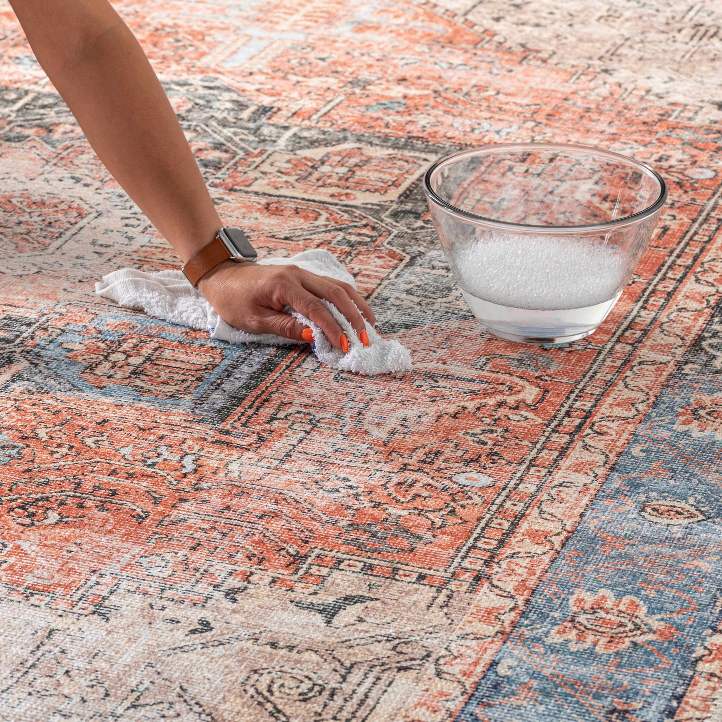 Distressed Washable Area Rug - Stylish Durable Easy to Clean