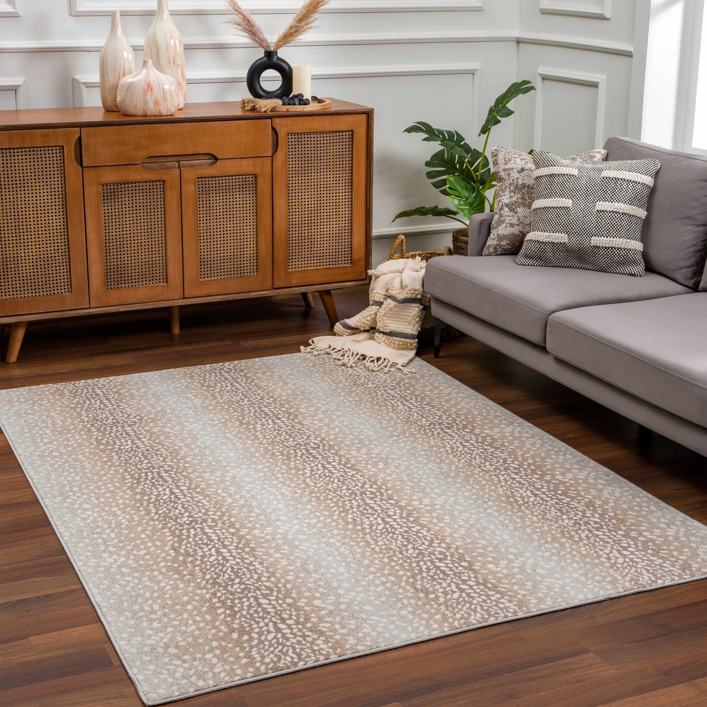 Tan Leopard Print Area Rug - Stylish Home Decor Accent