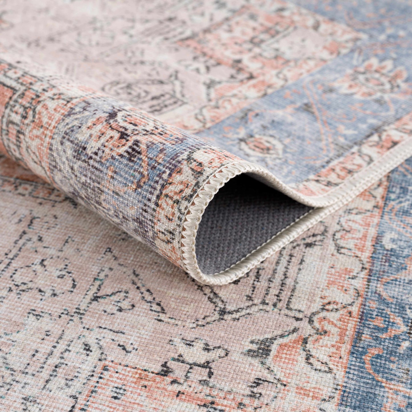 Distressed Washable Area Rug - Stylish Durable Easy to Clean