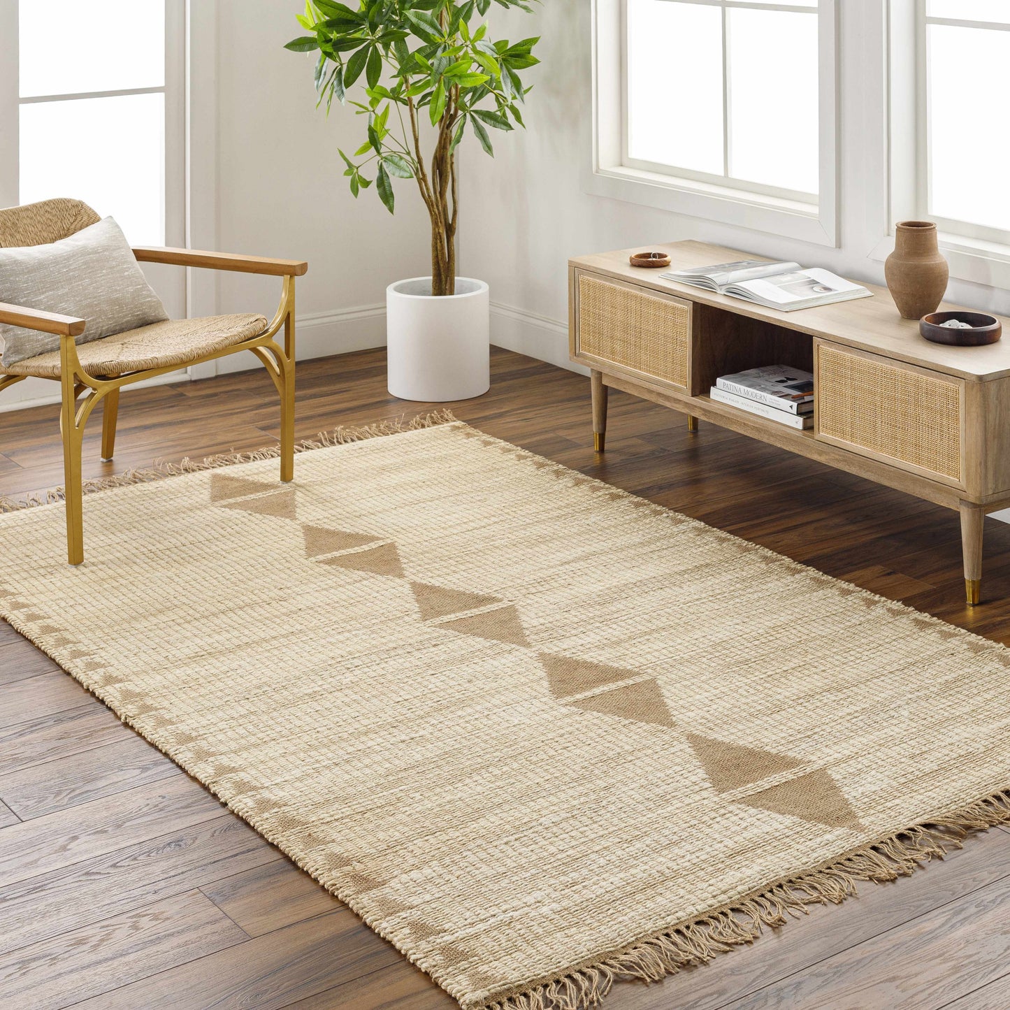 Marie Jute Area Rug - Natural Fiber Bohemian Modern Floor Decor