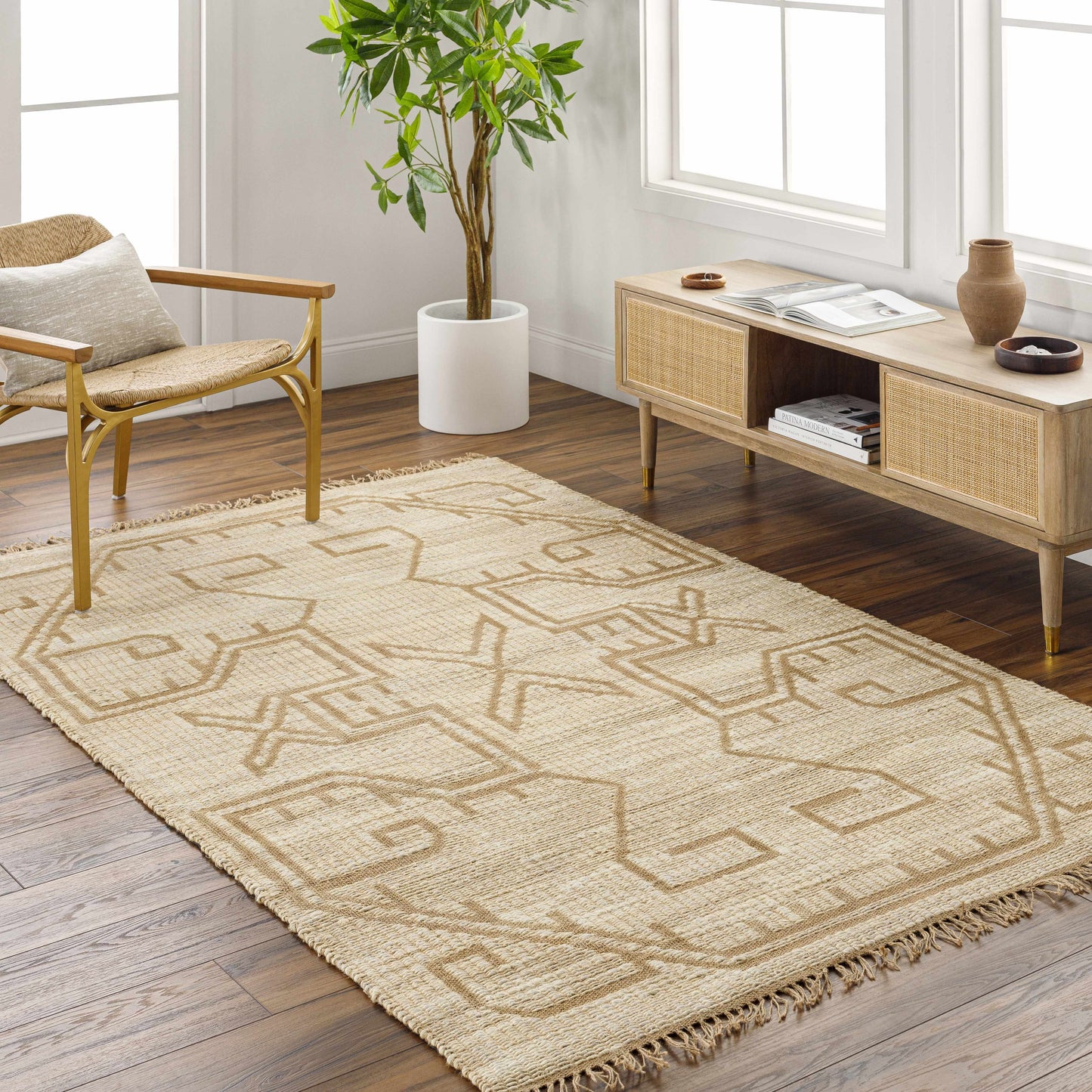 Bohemian Jute Area Rug - Natural Fiber Home Decor