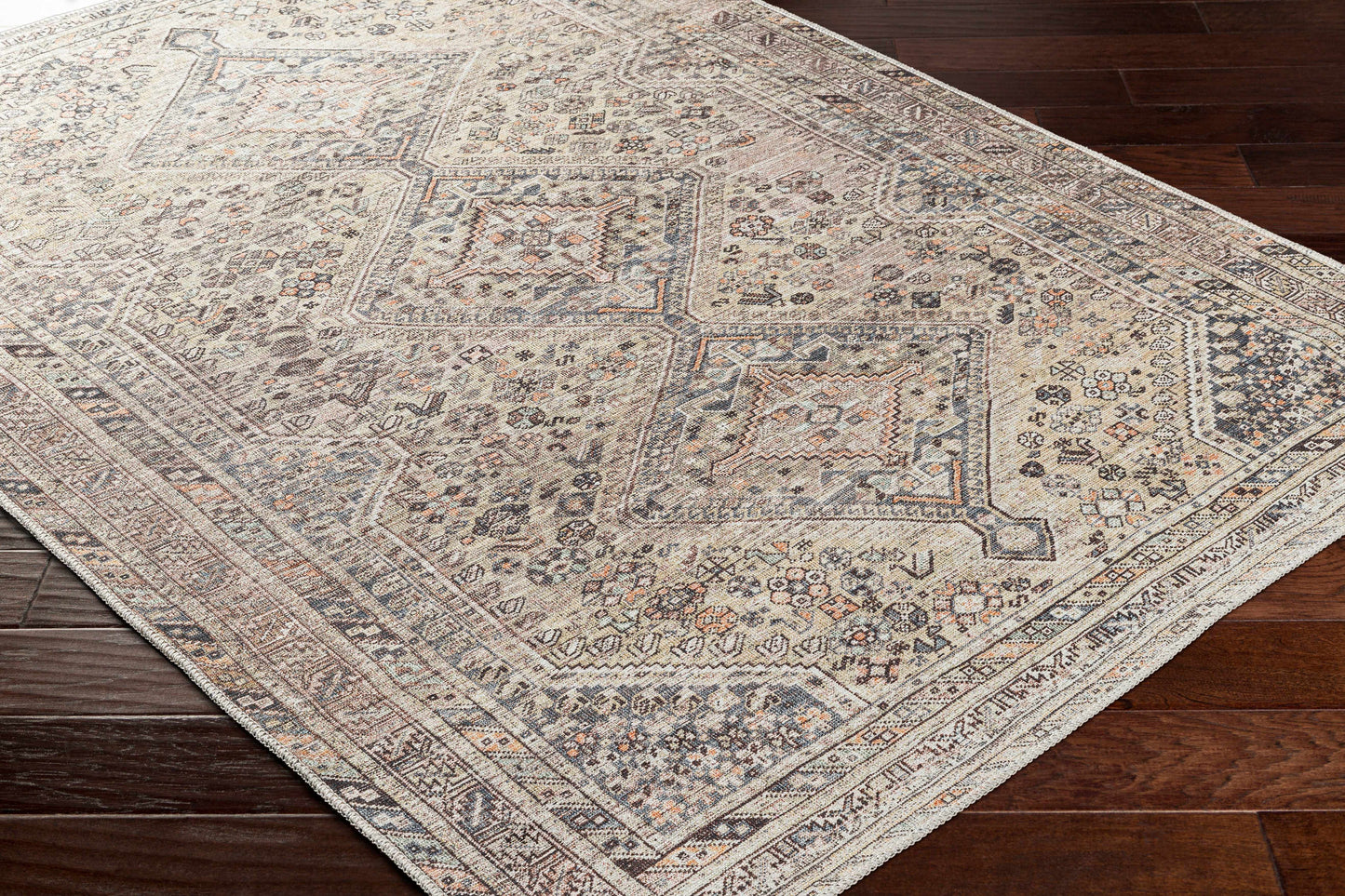 Washable Tan Flat Pile Rug - Cozy Home Decor Accent