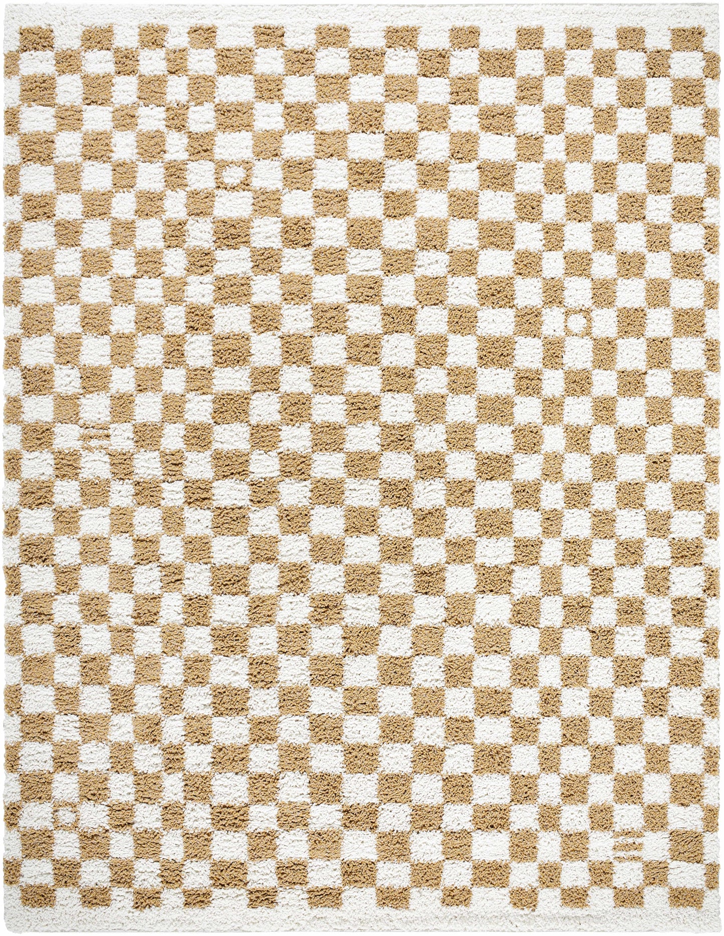 Mustard Ivory Checkered Area Rug - Stylish Home Décor Accent