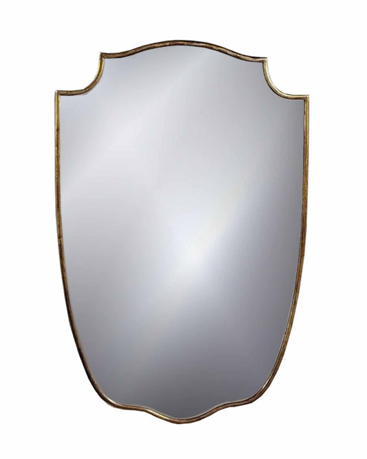 Miroir mural en laiton en forme de bouclier italien