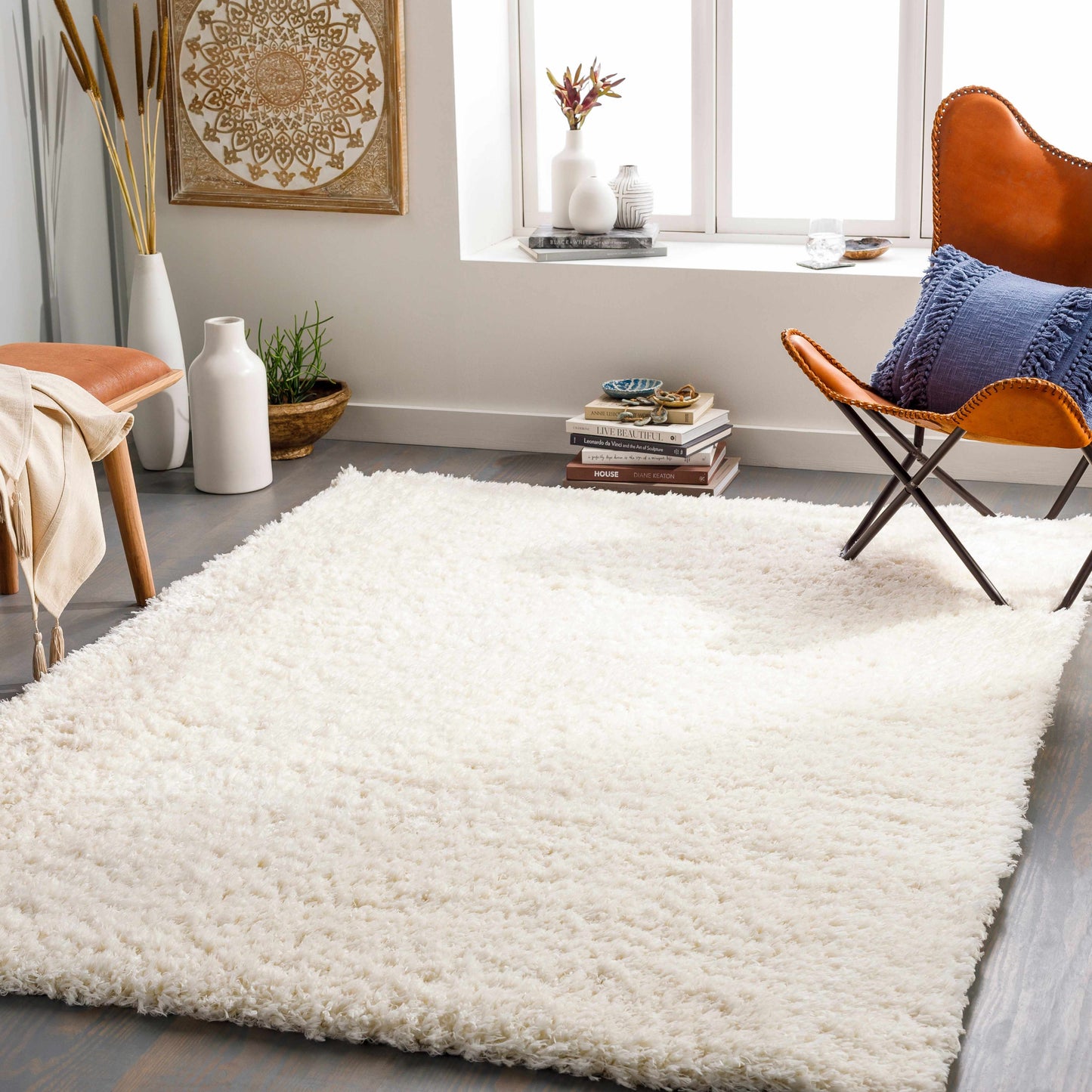 Siari Cream Plush Area Rug - Cozy Solid Home Decor