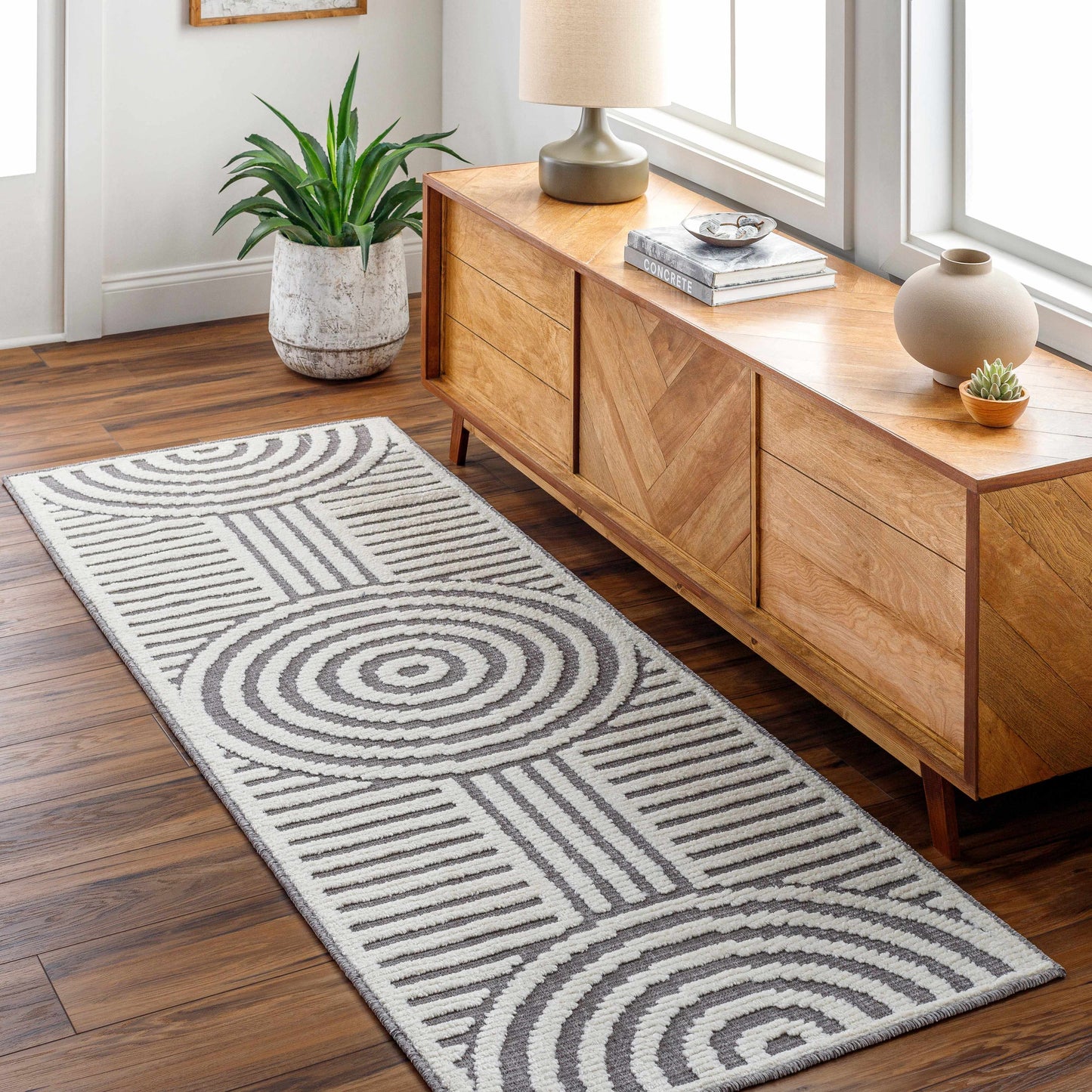 Colorful Kids Area Rug - Rainbow Washable Playroom Rug in Deron Gray