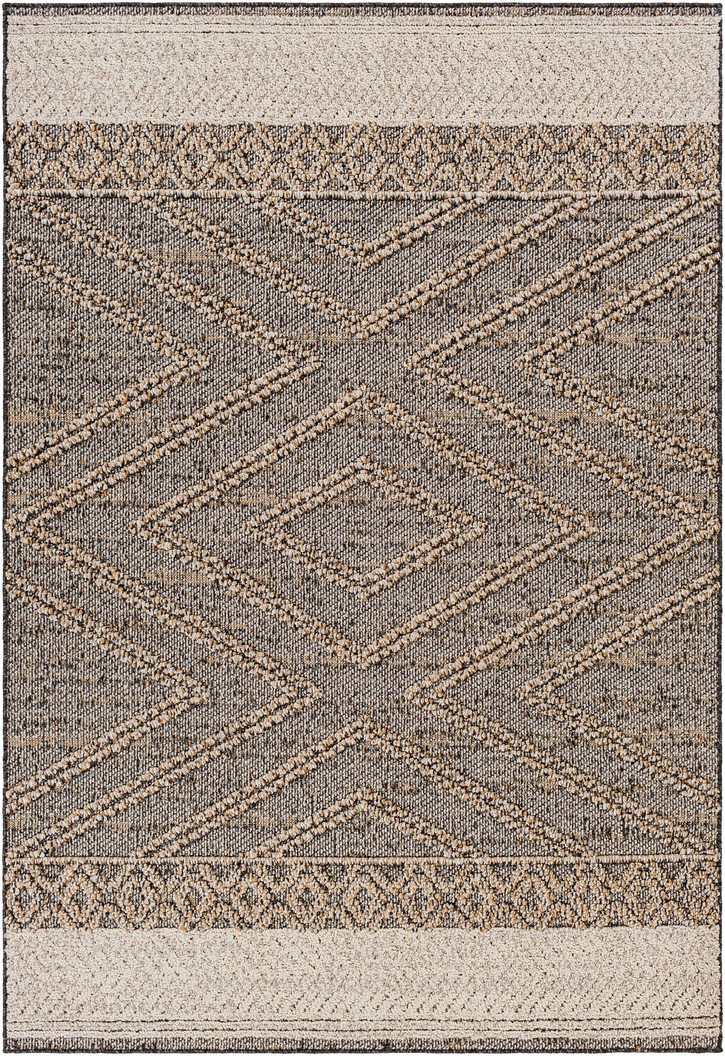 Beige and Charcoal Area Rug - Stylish Modern Home Decor