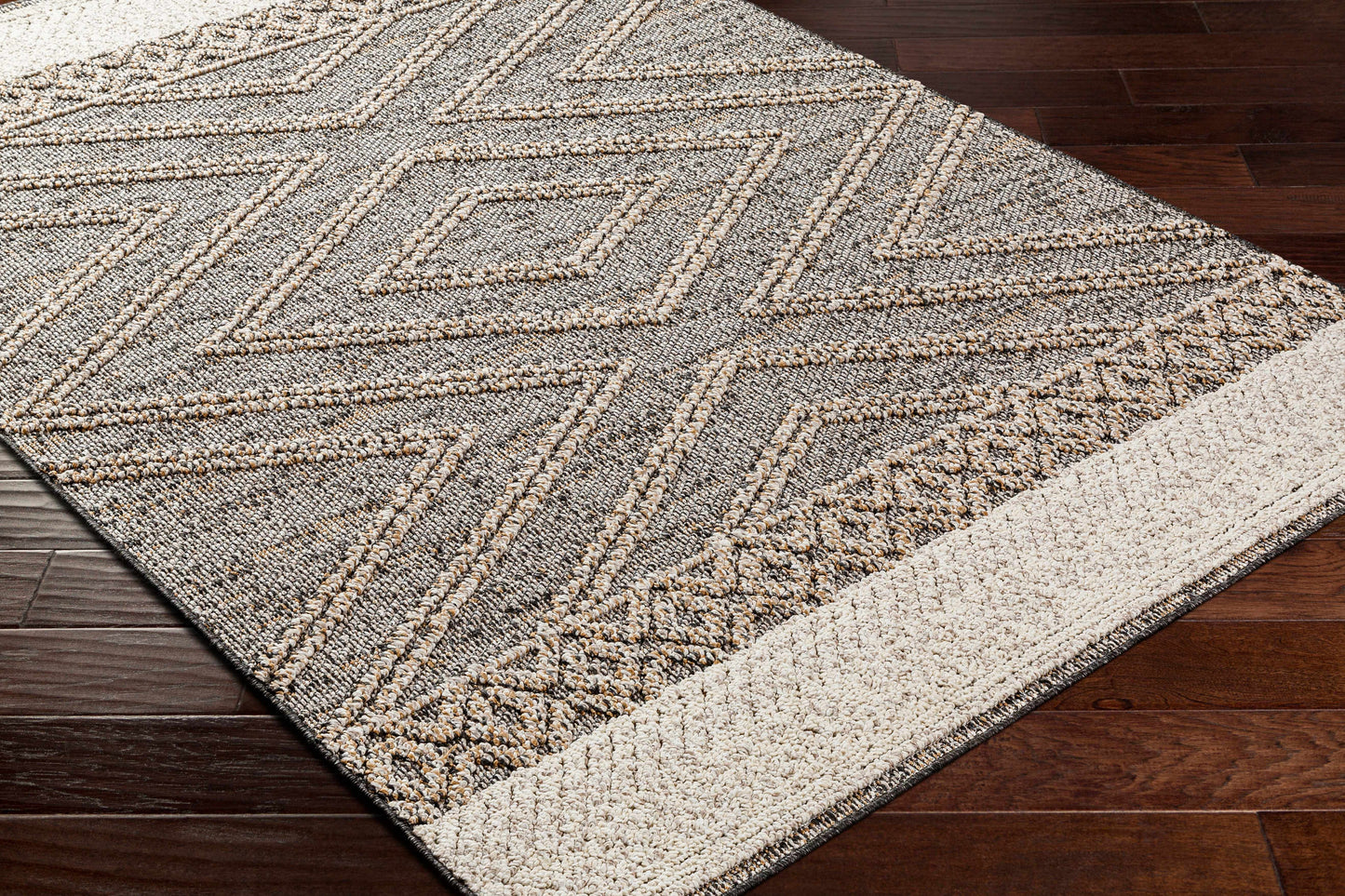 Beige and Charcoal Area Rug - Stylish Modern Home Decor