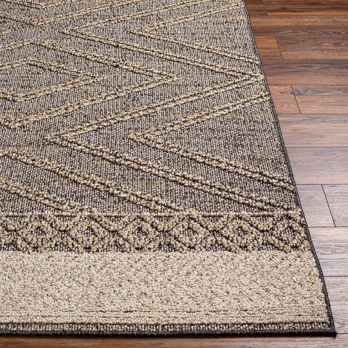 Beige and Charcoal Area Rug - Stylish Modern Home Decor