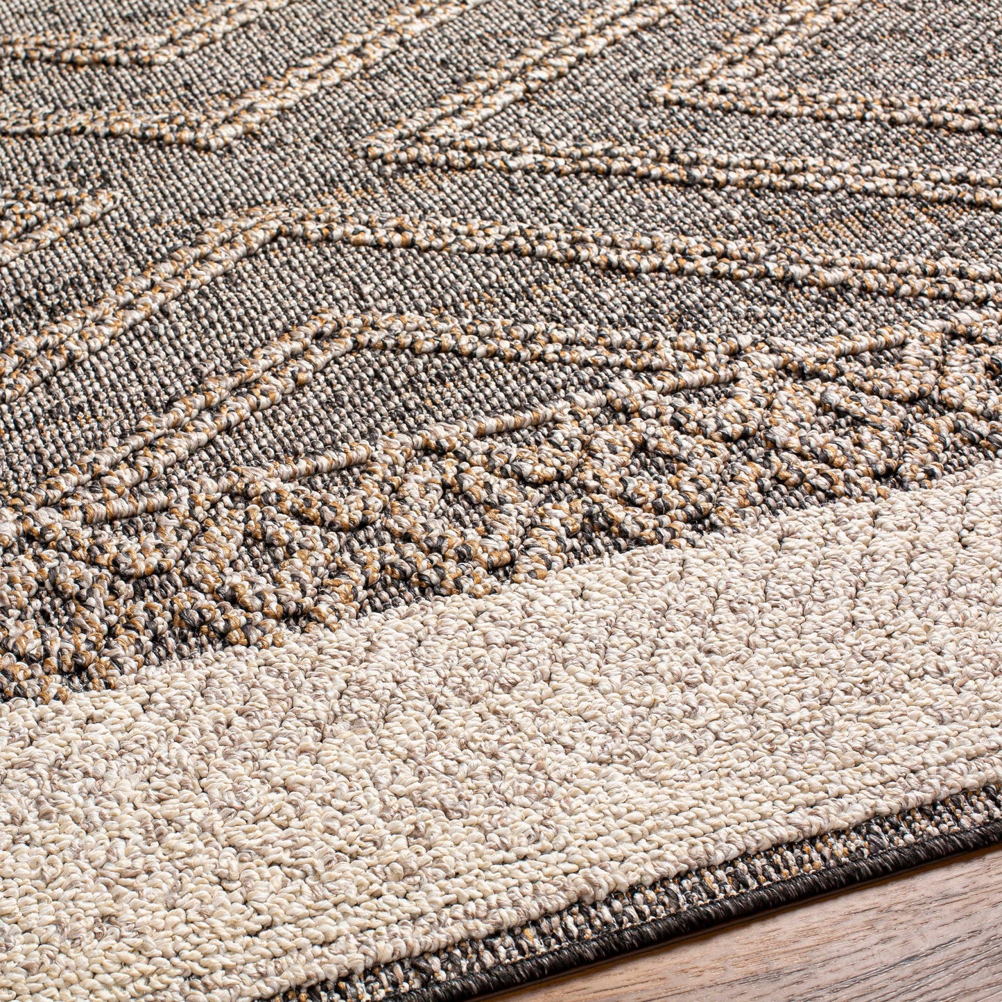 Beige and Charcoal Area Rug - Stylish Modern Home Decor