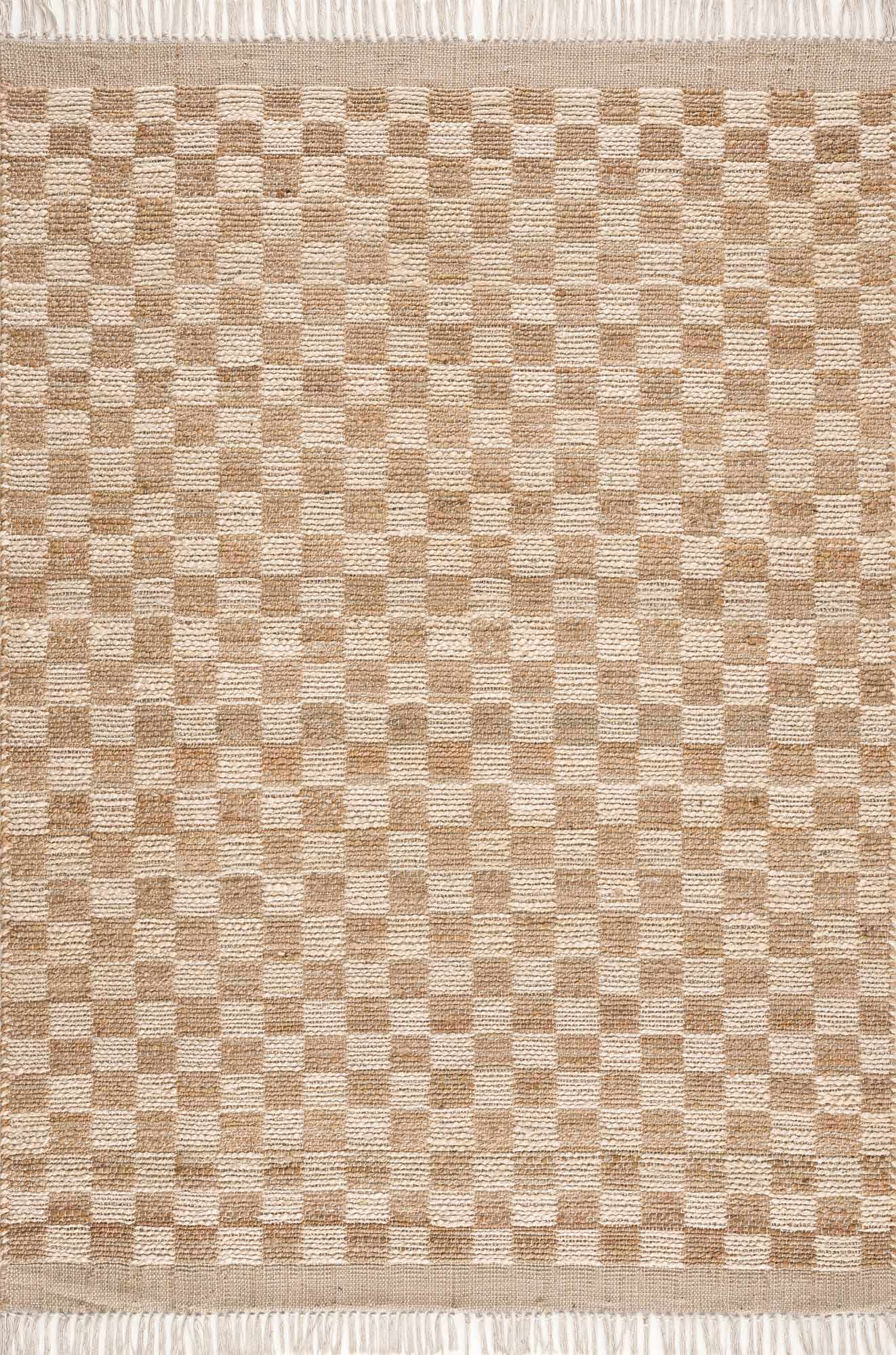 Checkered Jute Area Rug - Eco-Friendly Home Decor
