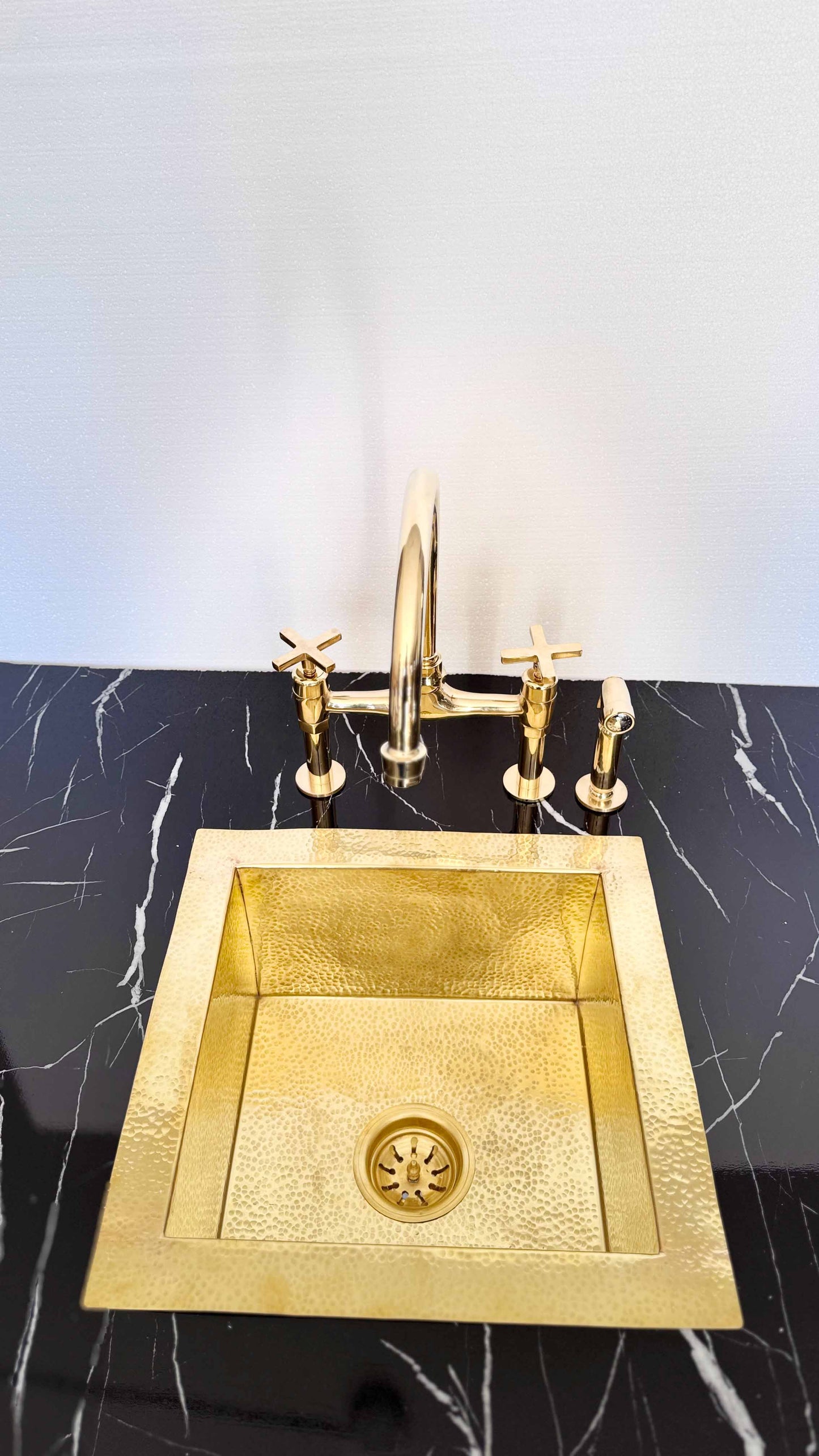 unlacquered brass kitchen faucet with kitchen sink
