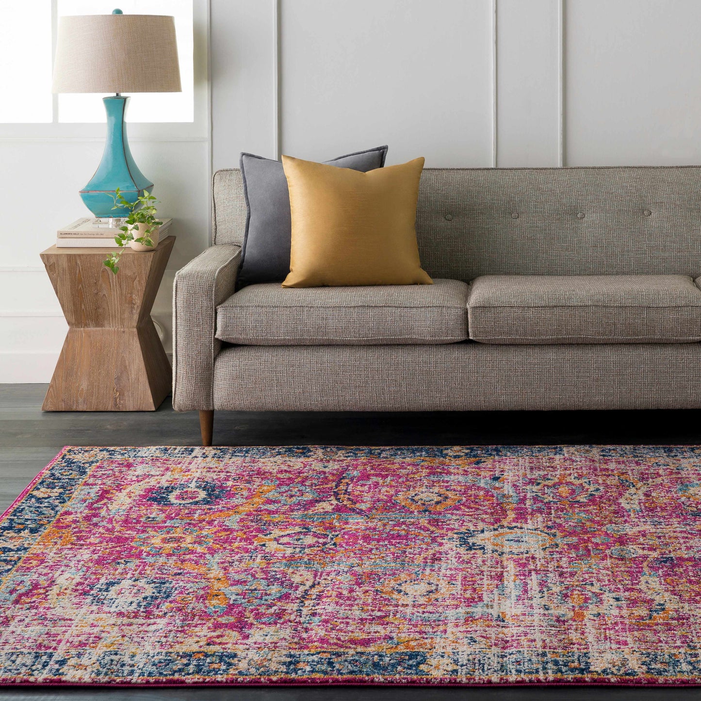 Burgundy Area Rug - Colorful Living Room Bedroom Décor