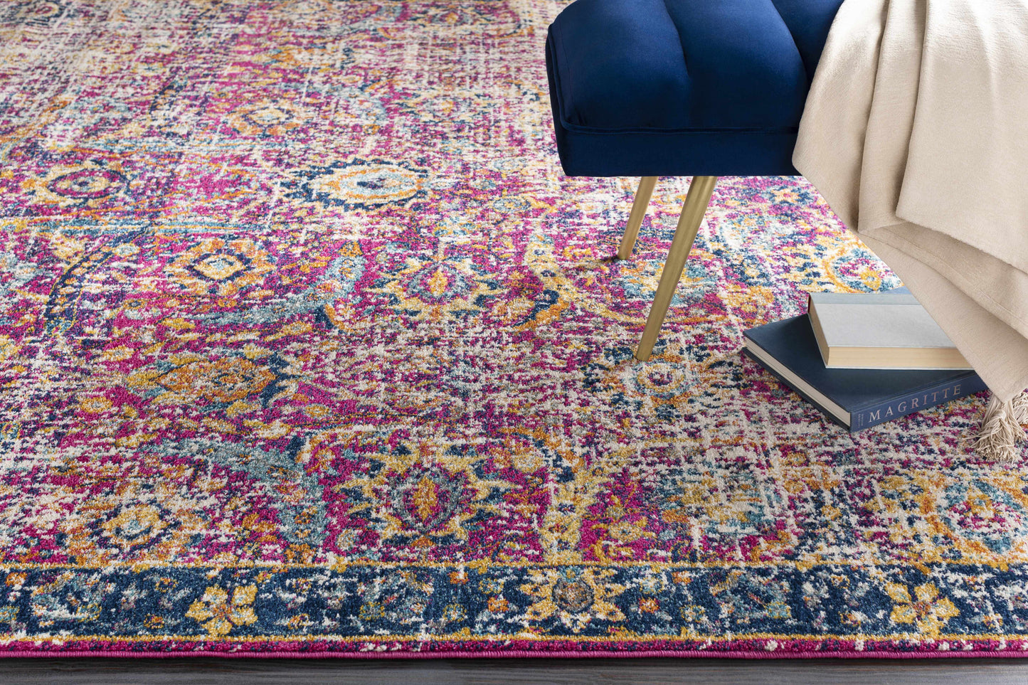 Burgundy Area Rug - Colorful Living Room Bedroom Décor