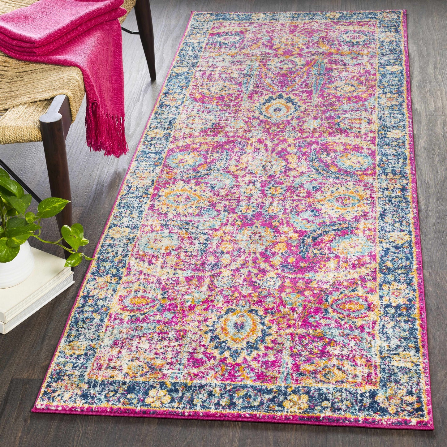 Burgundy Area Rug - Colorful Living Room Bedroom Décor