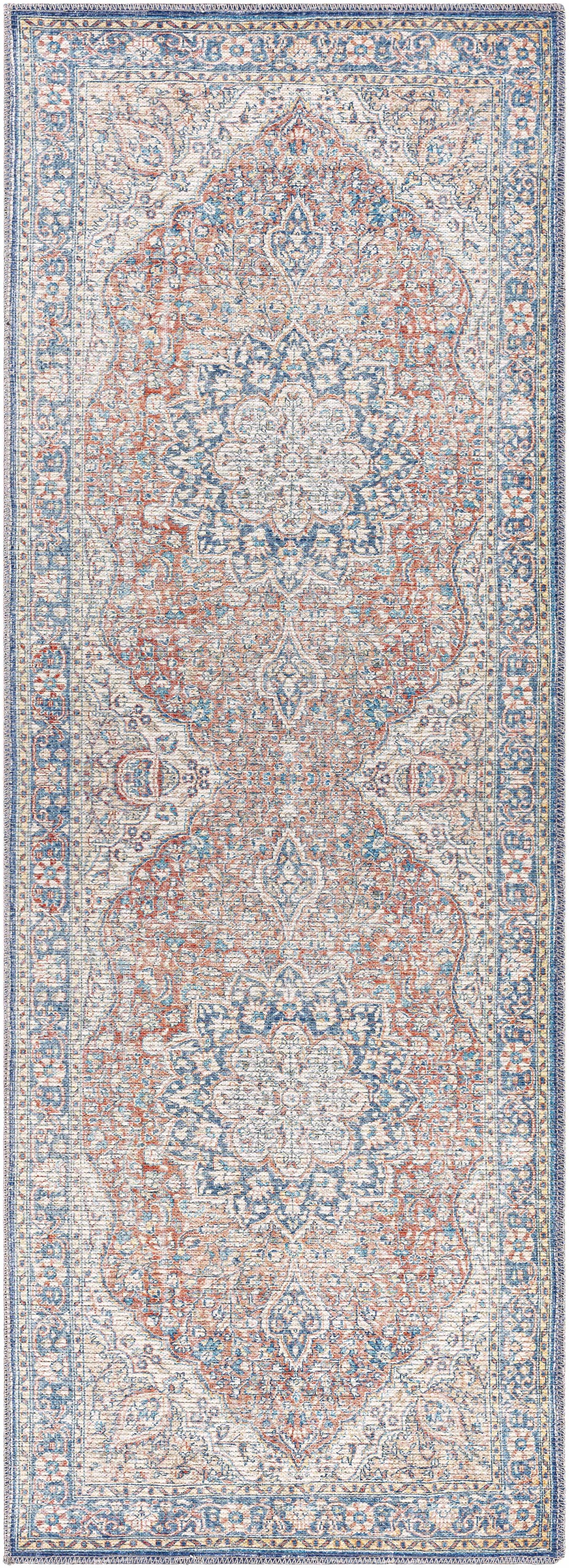 Washable Red Blue Rug - Limited Edition Home Decor