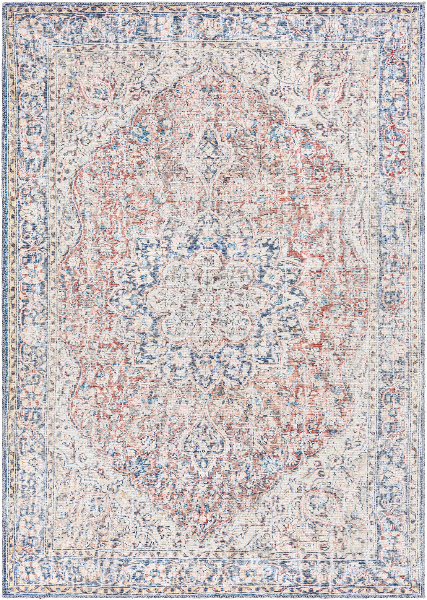 Washable Red Blue Rug - Limited Edition Home Decor