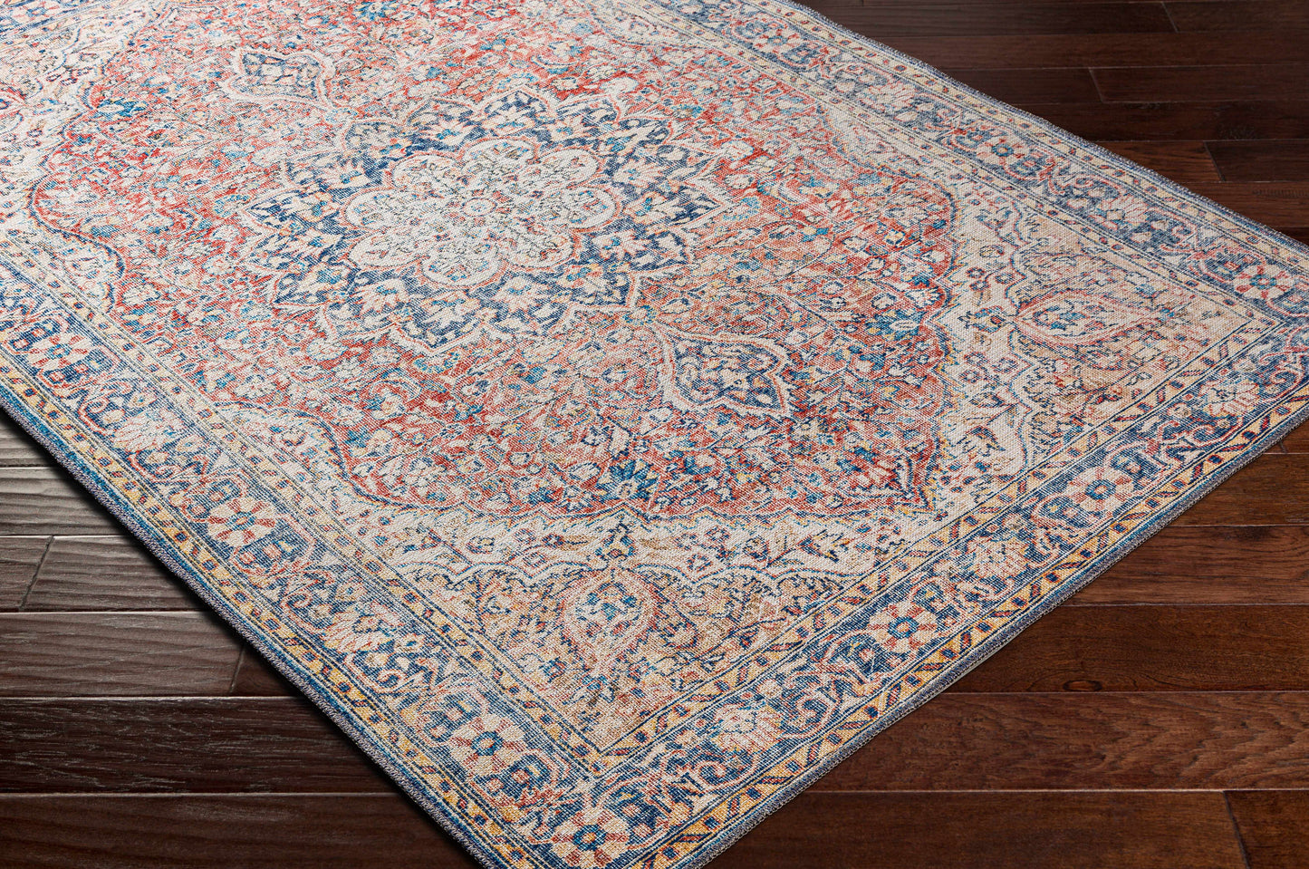 Washable Red Blue Rug - Limited Edition Home Decor