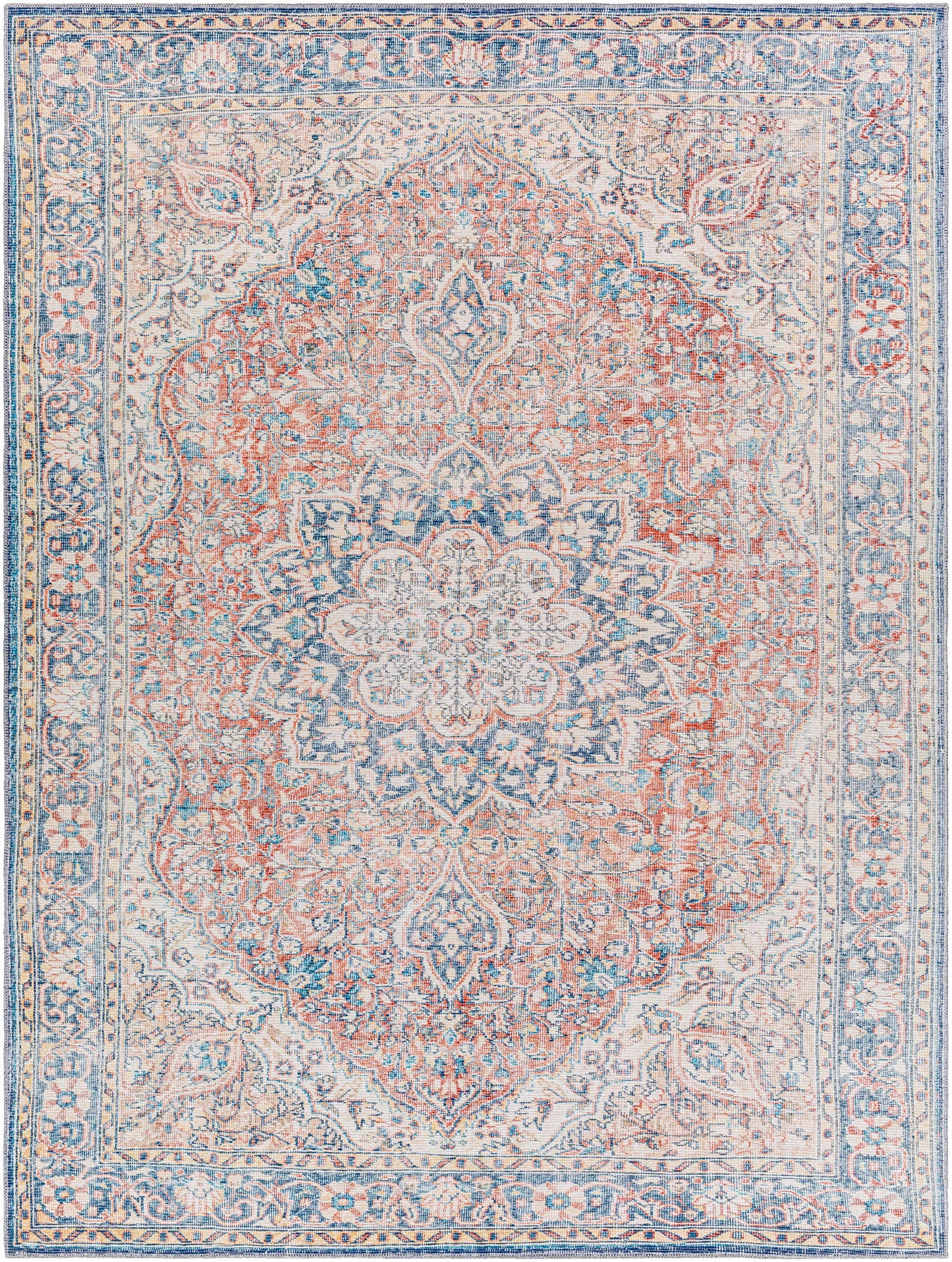 Washable Red Blue Rug - Limited Edition Home Decor