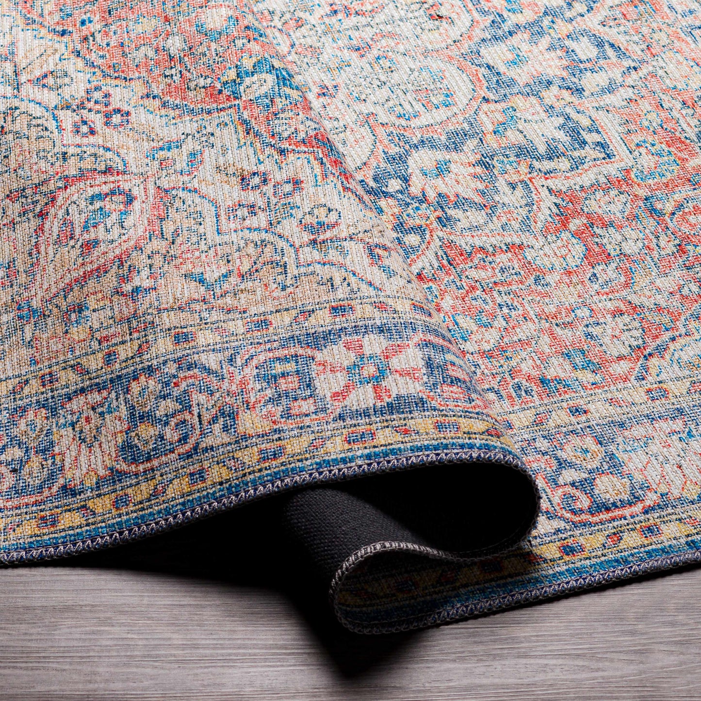 Washable Red Blue Rug - Limited Edition Home Decor