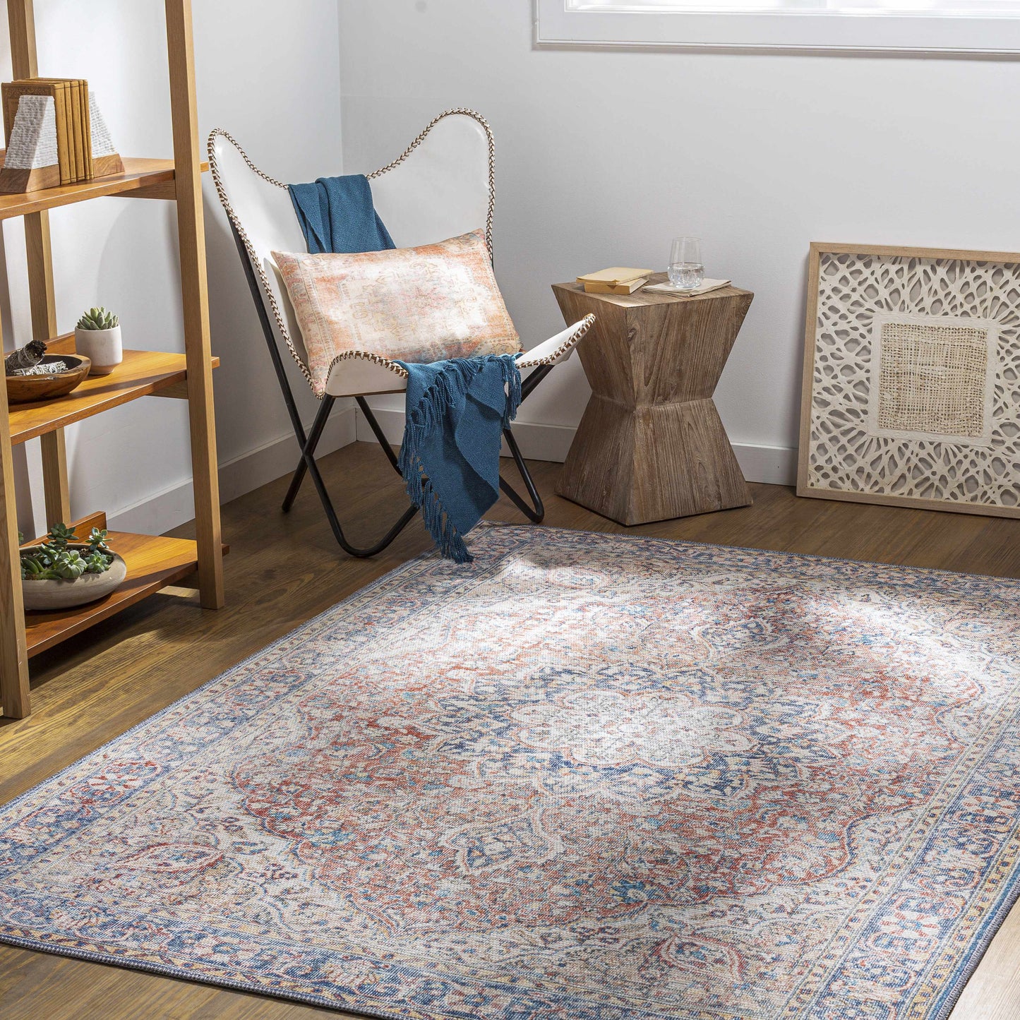 Washable Red Blue Rug - Limited Edition Home Decor