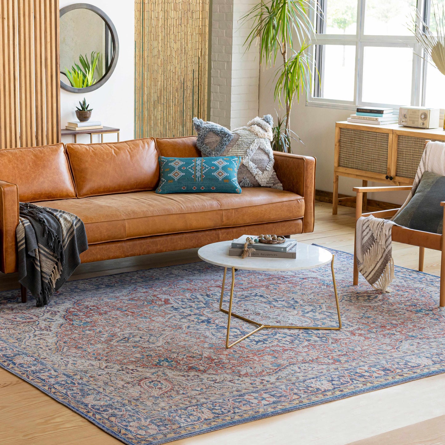 Washable Red Blue Rug - Limited Edition Home Decor