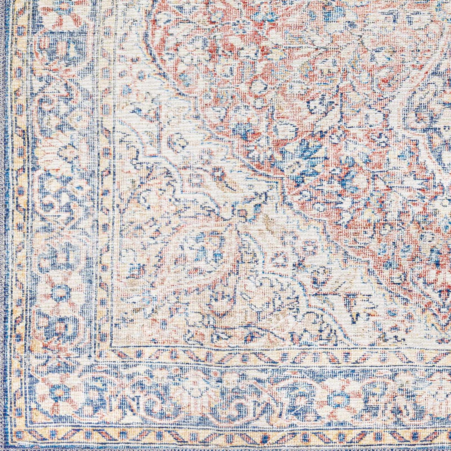 Washable Red Blue Rug - Limited Edition Home Decor