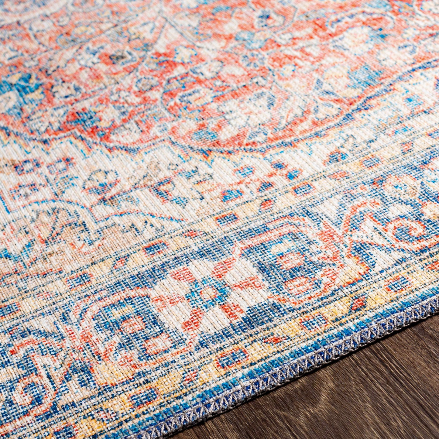 Washable Red Blue Rug - Limited Edition Home Decor