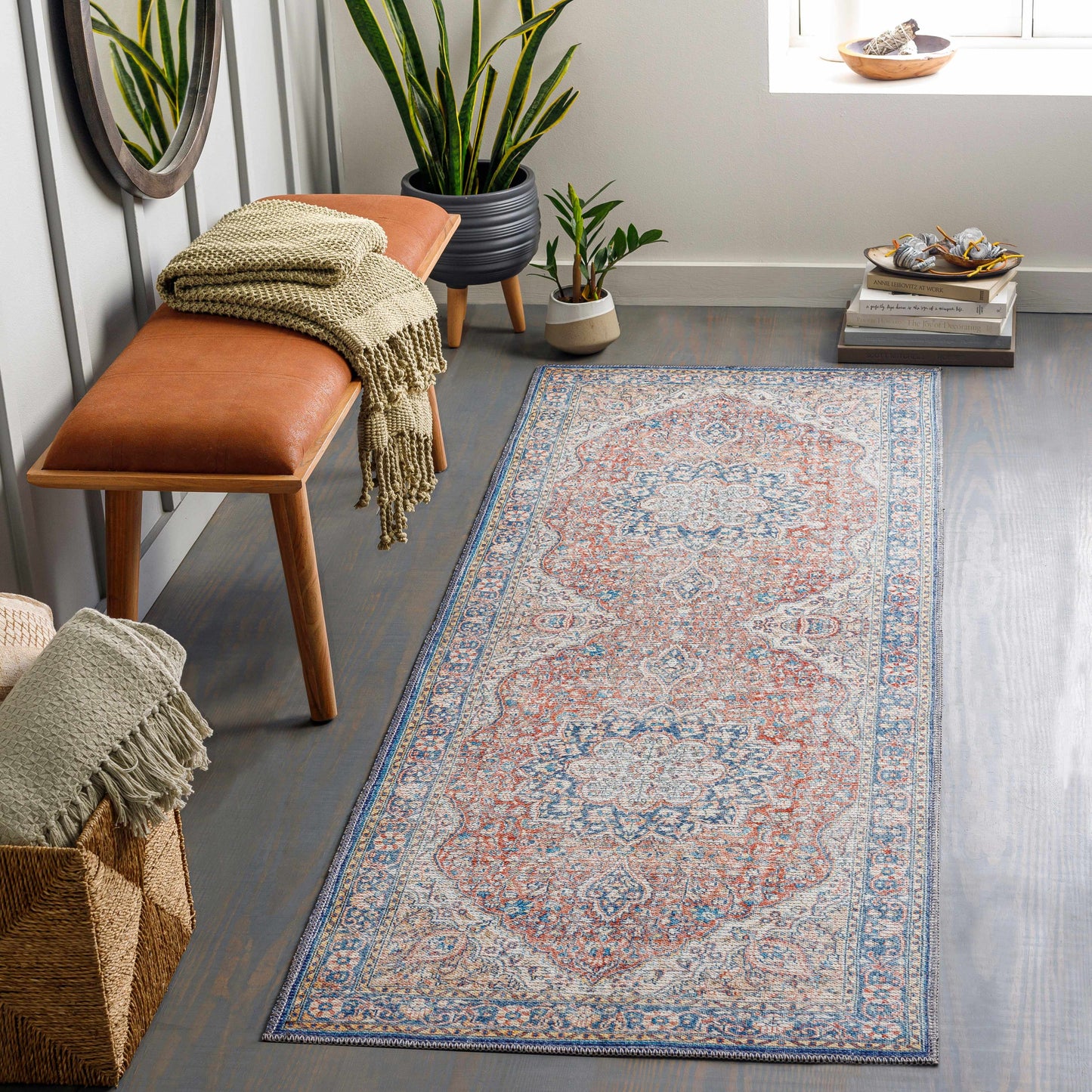 Washable Red Blue Rug - Limited Edition Home Decor