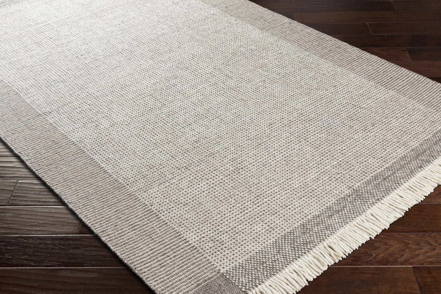 Beige Grid Wool Area Rug - Cozy Stylish Home Décor