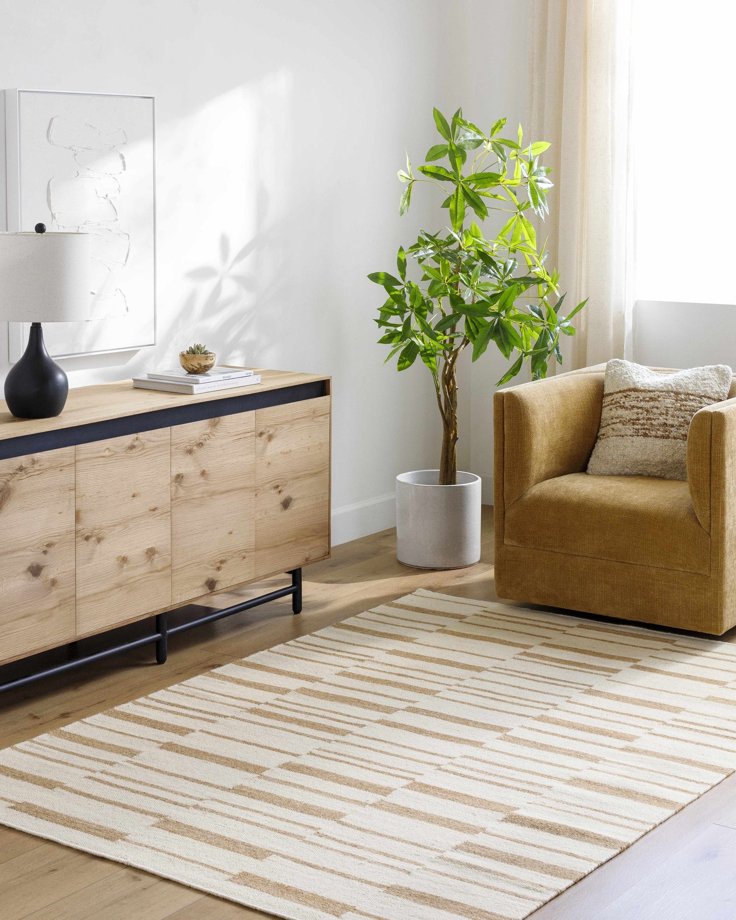 Modern Geometric Area Rug - Elegant Living Room or Bedroom Decor