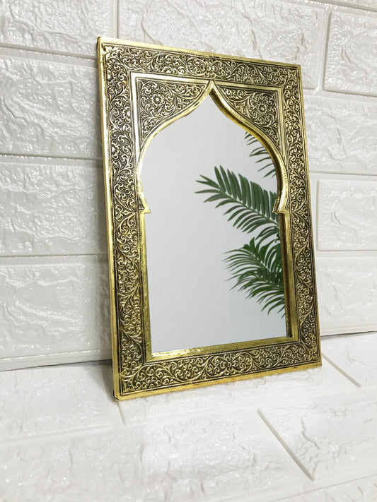 Miroir marocain sculpté à la main - Miroir en laiton antique