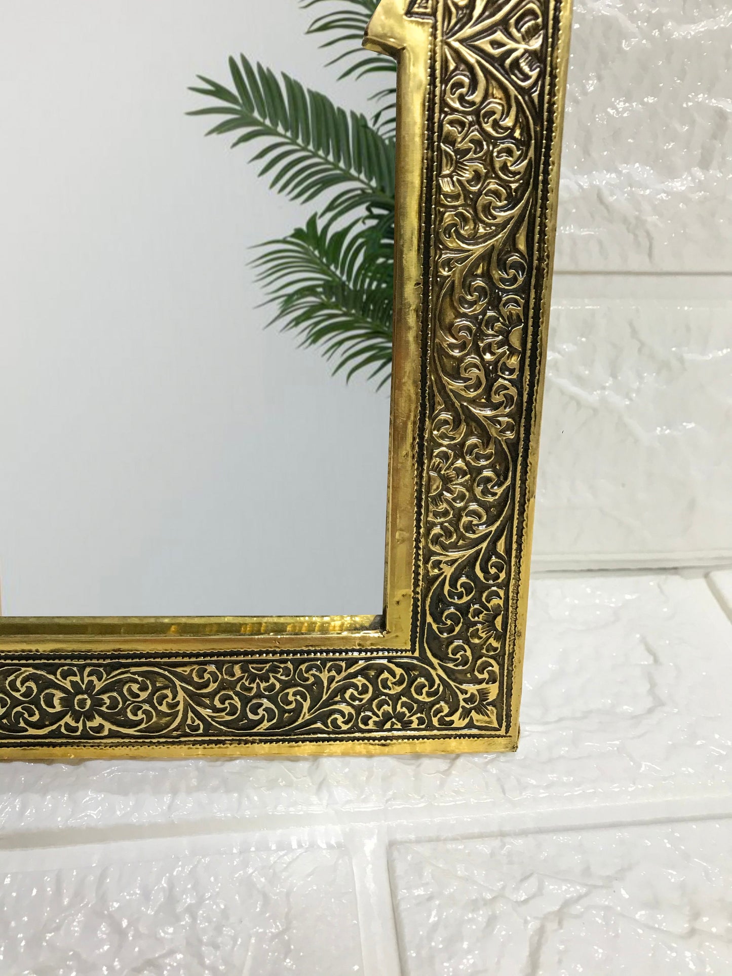 Miroir marocain sculpté à la main - Miroir en laiton antique