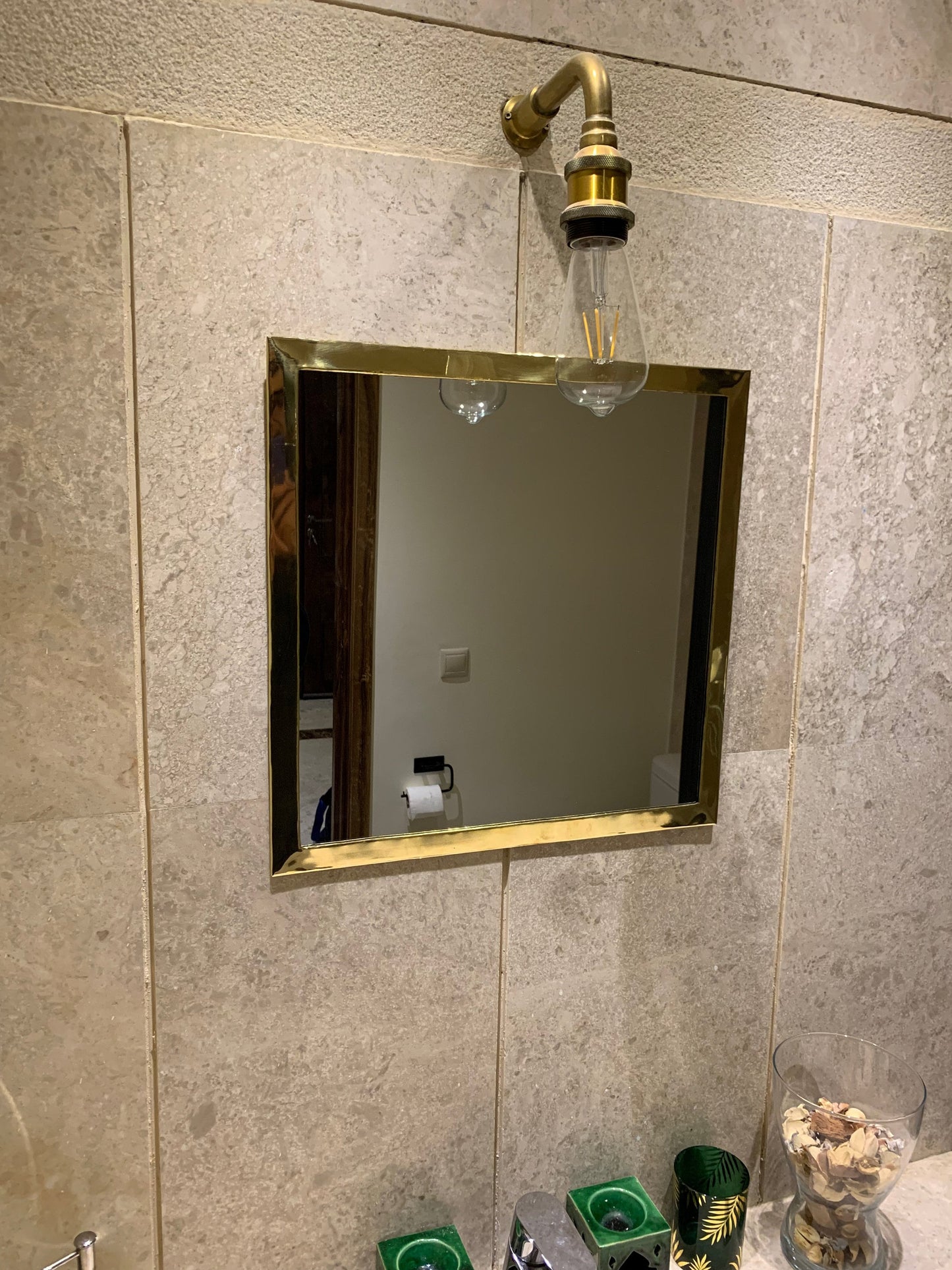Gold Square Mirror - unlacquered Brass Mirror