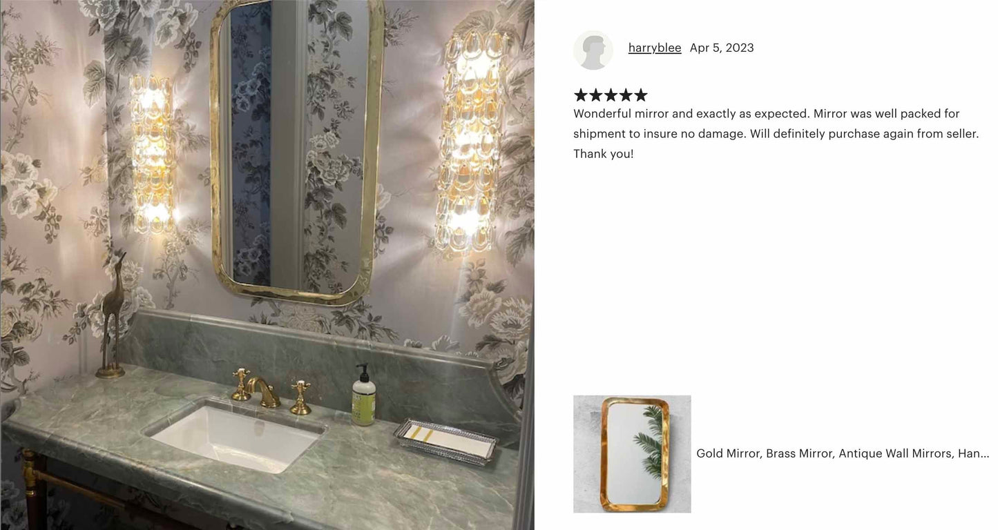 Handmade Rectangle Mirrors - Gold Brass Frame Mirror