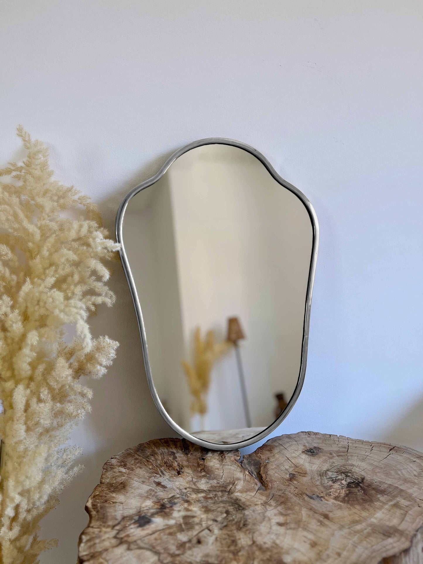 Italian Shield Form Brass Wall Mirror