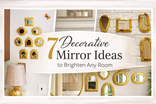 Decorative mirror wall collage showing gold framed mirrors arranged in stylish shapes for modern home decor