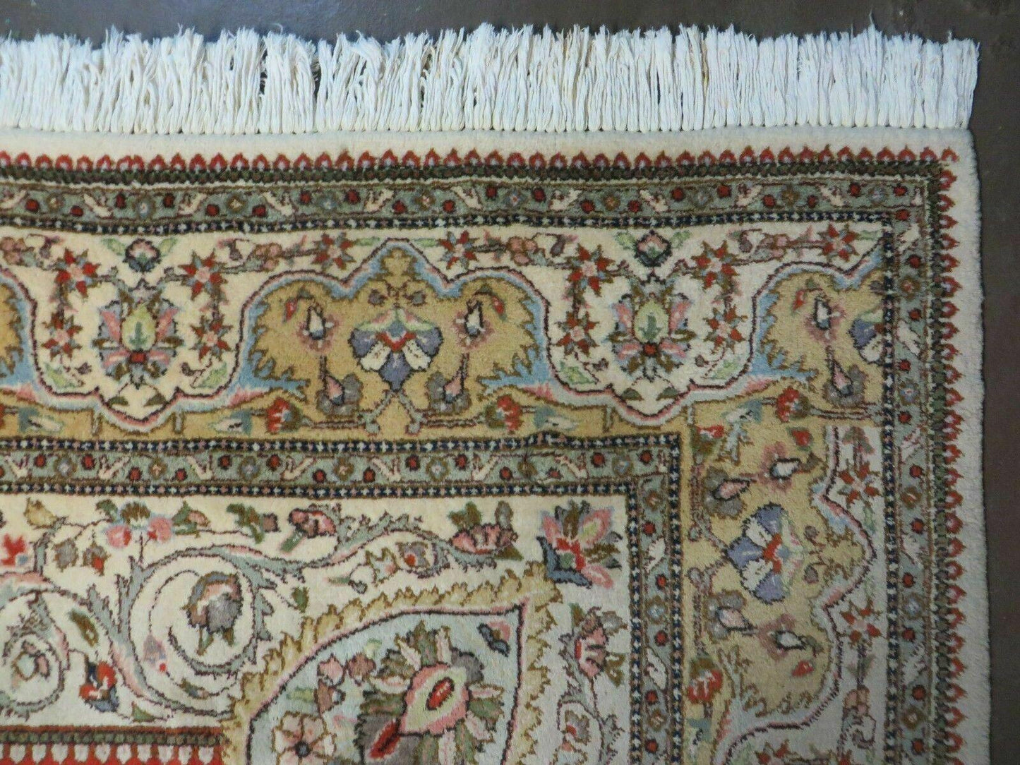 Vintage Persian Tabriz Rug 9x12 Hand Knotted Wool Floral Medallion