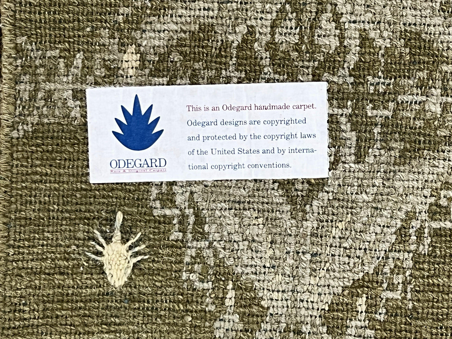 Tibetan Rug 12x15, Wool Hand Knotted Carpet, Odegard Rug, Birds, Olive Green, 12 x 15 Oversized Handmade Contemporary Area Rug, Extra Large