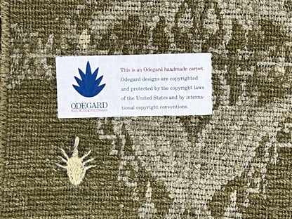 Tibetan Rug 12x15, Wool Hand Knotted Carpet, Odegard Rug, Birds, Olive Green, 12 x 15 Oversized Handmade Contemporary Area Rug, Extra Large