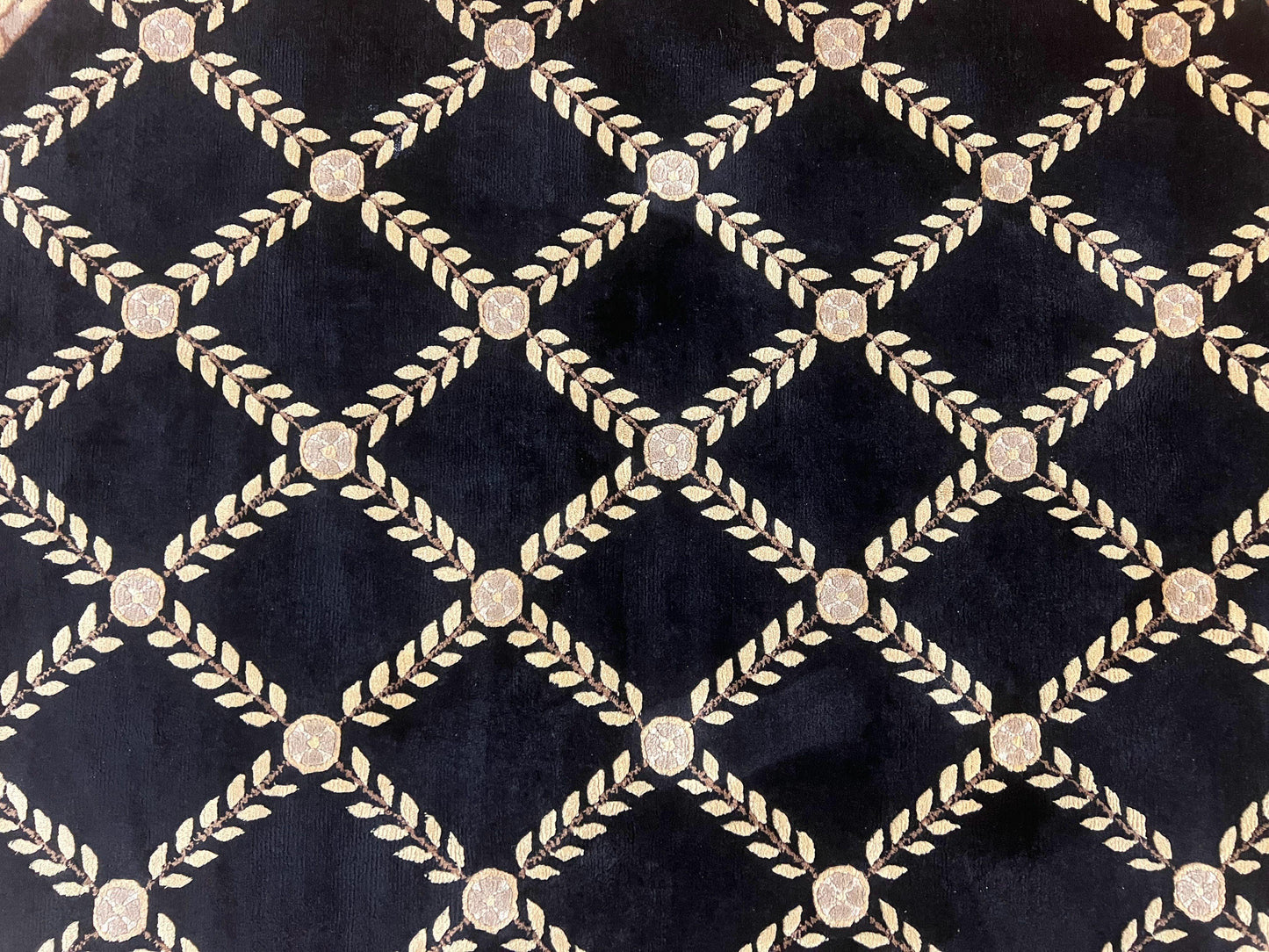 Tibetan Rug Oval 8 By 10 Wool Handmade French Aubusson Design Vintage Carpet