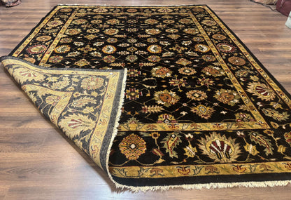 Indo Persian Mahal Rug 8x10 Hand Knotted Wool Oriental Carpet Black and Gold