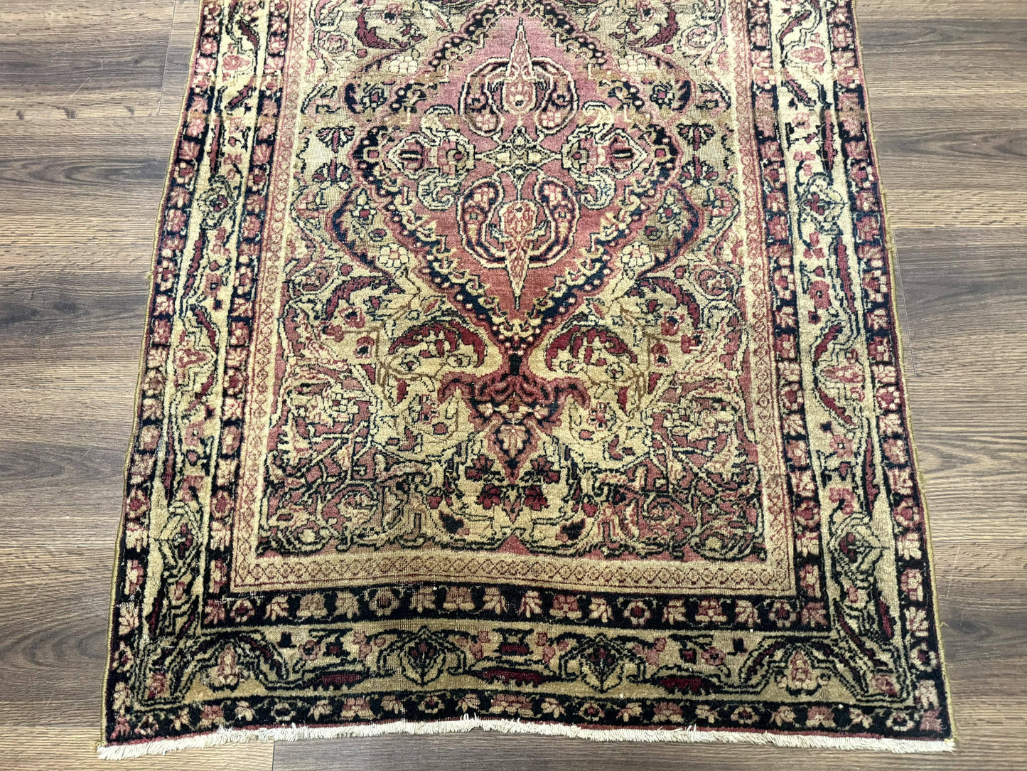 Antique Persian Lavar Rug 3x5 Hand Knotted Wool Kerman Carpet