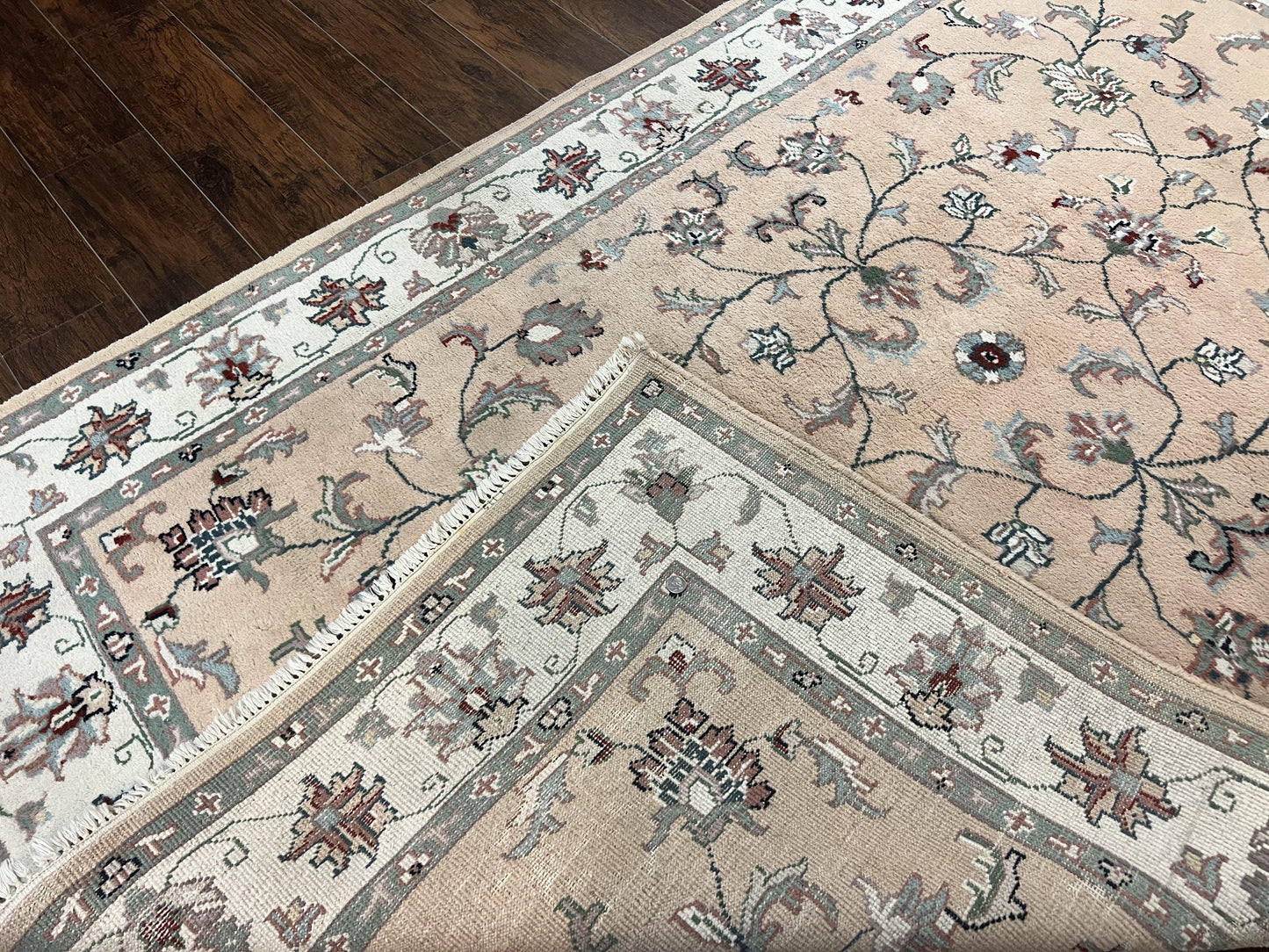 Indo Persian Rug 6x9 Handmade Vintage Wool Carpet With Floral Allover Design