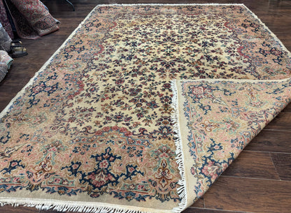 Karastan Kirman Wool Rug Antique 8.8x12 Lanamar Floral Ivory